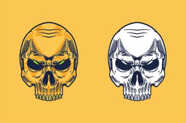skull head mascot vector illustration cartoon style