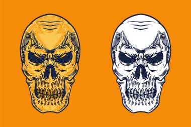 yellow skull head mascot vector illustration cartoon style