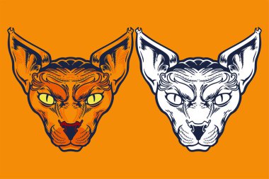 spinx cat head mascot vector illustration cartoon style