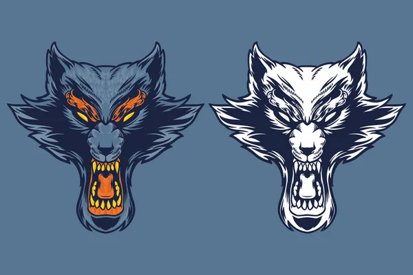 Blue Wolf Head Mascot Vector Illustration Cartoon Style — ストックベクタ