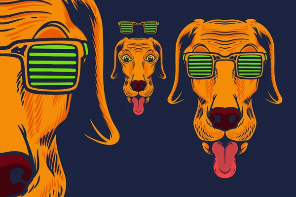 Dog Head Glasses Mascot Vector Illustration Cartoon Style — 图库矢量图片