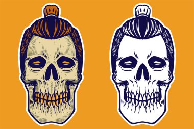 skull head with hair vector illustration