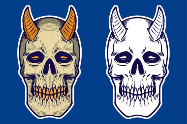 skull head with horn vector illustration