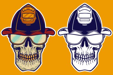 skull head wear helmet vector illustration