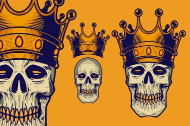 skull head wear crown vector illustration