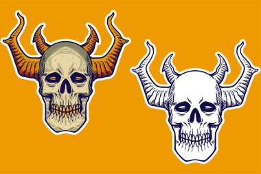 skull head with long horn vector illustration