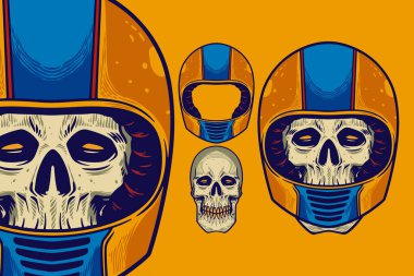 skull head wear helmet vector illustration