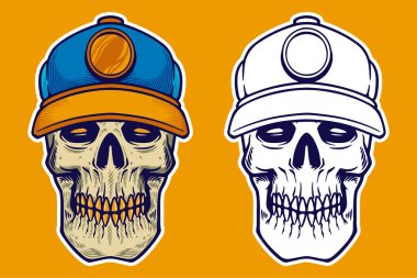 skull head wear hat card poster vector illustration