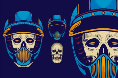 skull head wear helmet vector illustration