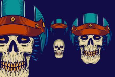 skull head wear helmet vector illustration
