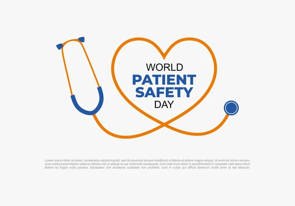World Patient Safety Day Background Stethoscope September — Vector de stock