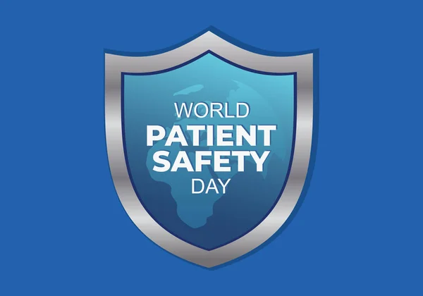 World Patient Safety Day Background Earth Map Shield September — Vector de stock