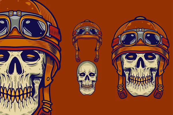 skull head wear helmet vector illustration