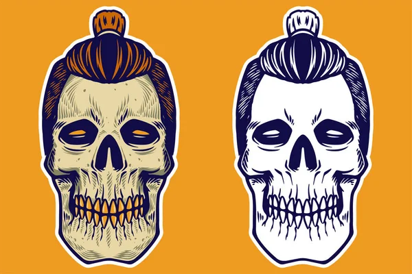 skull head with hair vector illustration