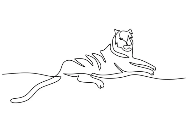 One Continuous Single Line Hand Drawing International Tiger Day Tiger — Archivo Imágenes Vectoriales