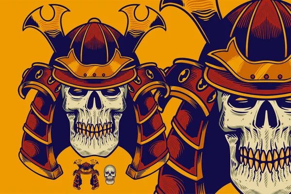 skull head wear samurai helmet vector illustration