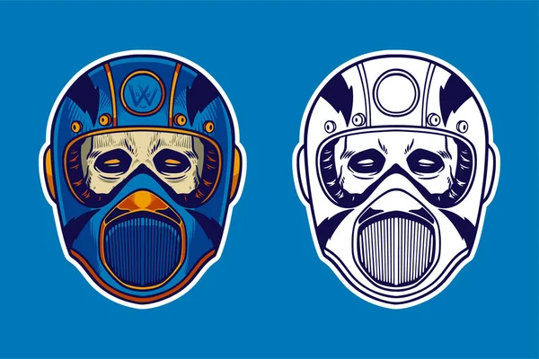 skull head wear helmet vector illustration