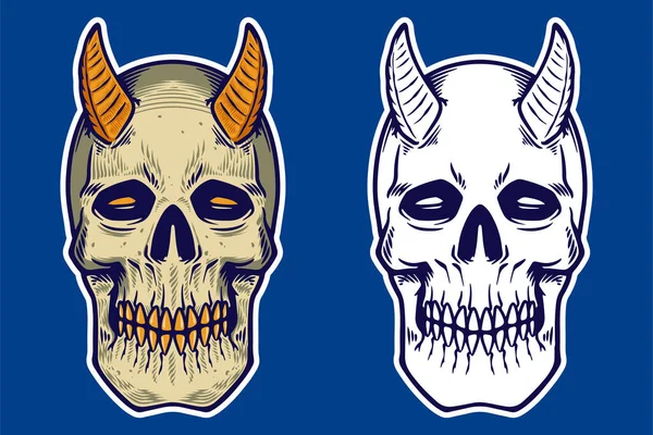 skull head with horn vector illustration