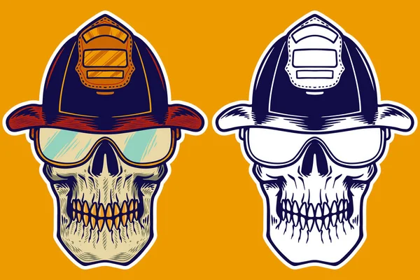Skull Head Wear Helmet Vector Illustration — Vetor de Stock