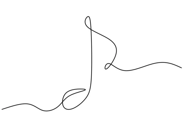 Один Безперервний Однорядковий Малюнок Музичного Символу Ізольований Білому Тлі — стоковий вектор