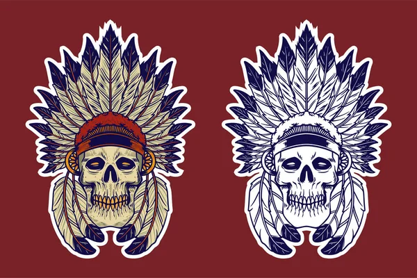 skull head wear indian headdress vector illustration