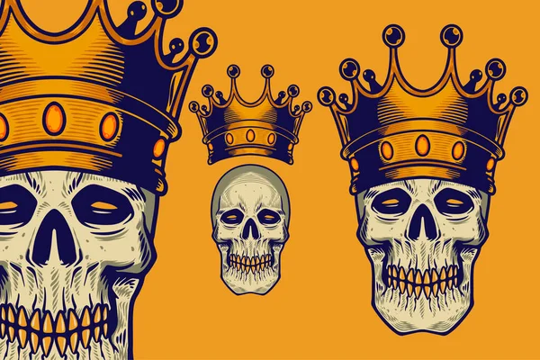 skull head wear crown vector illustration
