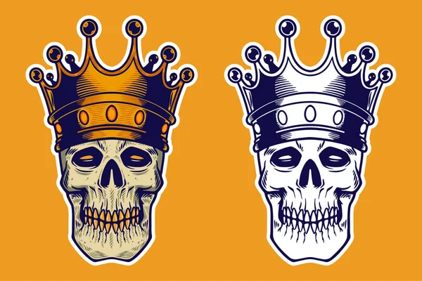 Skull Head Wear Crown Vector Illustration — Stockvector