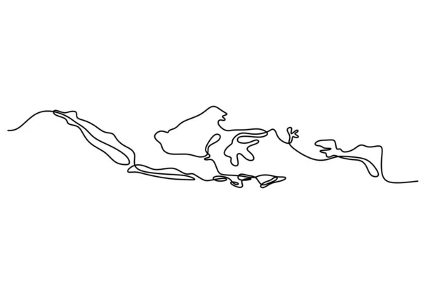 One Continuous Single Line Hand Drawing Indonesia Islands Isolated White — Stock vektor