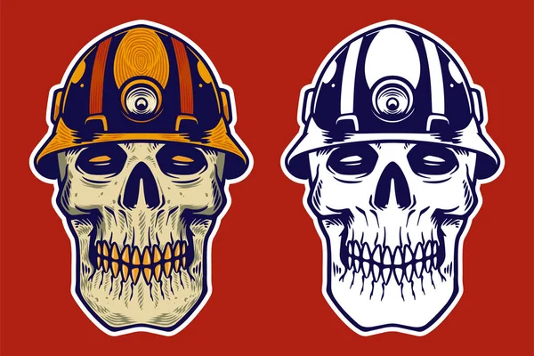 Skull Head Wear Helmet Vector Illustration — Stockvektor