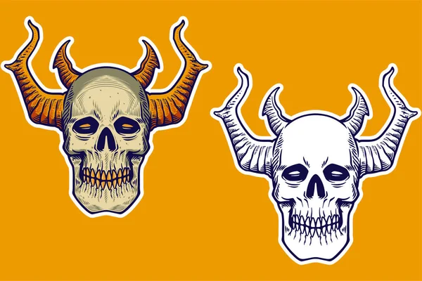 skull head with long horn vector illustration