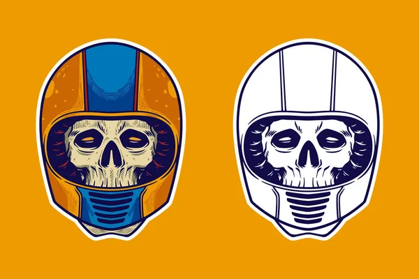 Skull Head Wear Helmet Vector Illustration — Image vectorielle