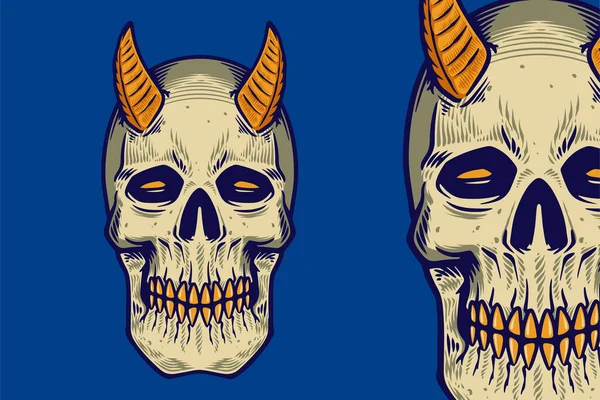 Skull Head Horn Vector Illustration — Stockvector