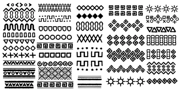 Thirty Eight Set Element Hand Drawing Indian Tribal Isolated White — Stockový vektor