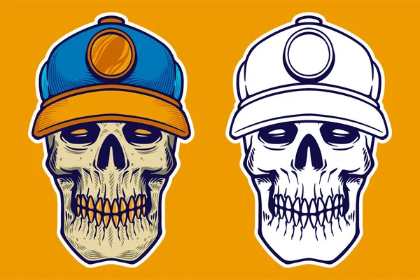 skull head wear hat card poster vector illustration