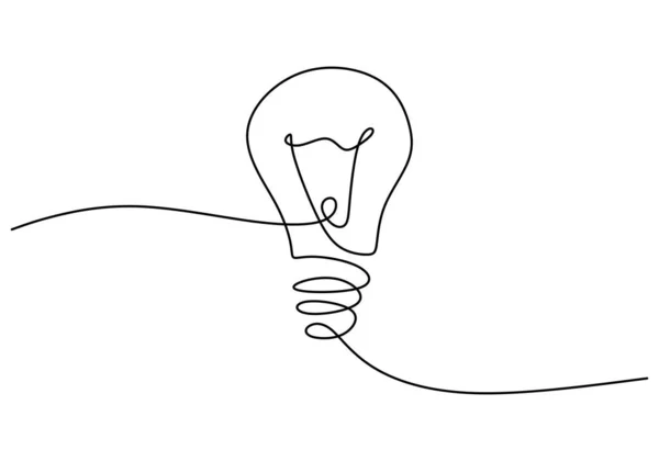One Continuous Single Line Hand Drawing Big Lamp Isolated White — 스톡 벡터