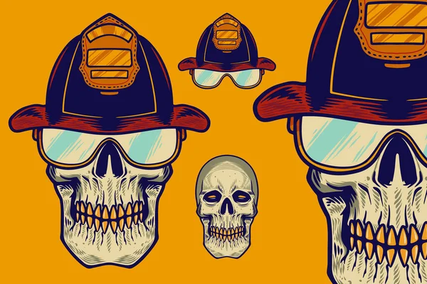 skull head wear helmet vector illustration