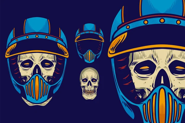 skull head wear helmet vector illustration