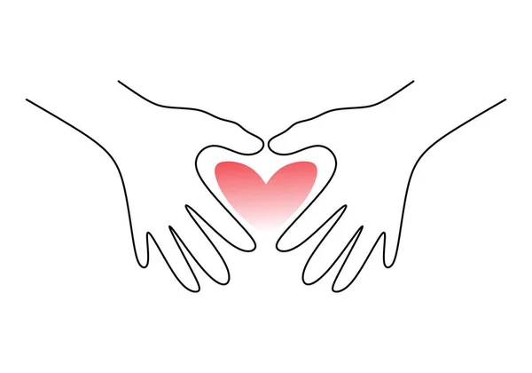 One Continuous Single Line Hand Drawing Two Hands Love Symbol — Stock Vector