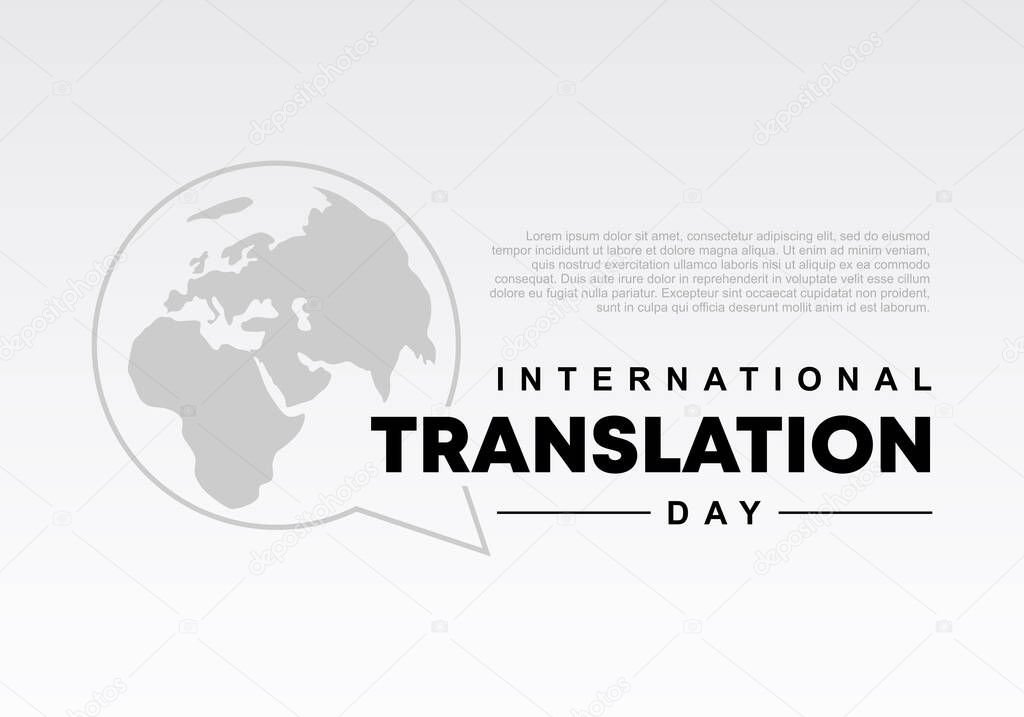 International translation day background banner poster with earth map on september 30.
