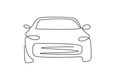 Ulaşım teması için sürekli tek bir hat beyaz arkaplanda izole edilmiş.