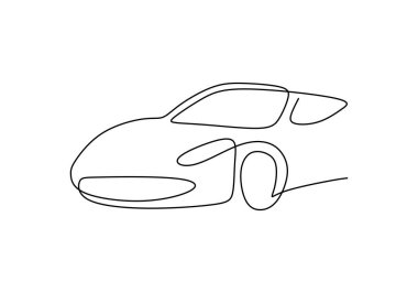 Ulaşım teması için sürekli tek bir hat beyaz arkaplanda izole edilmiş.