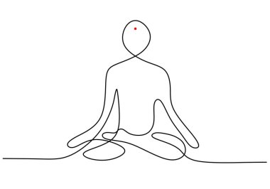 Hindistan 'ın bağımsızlığı için beyaz arka planda izole edilmiş tek bir insan meditasyonu çizgisi..