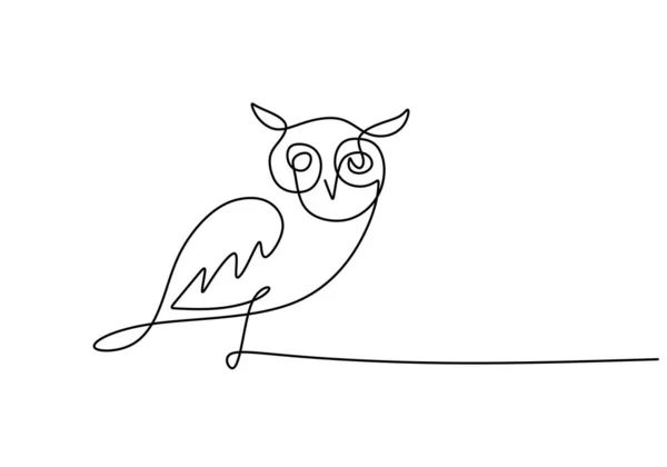 国际猫头鹰意识日的连续单行可爱猫头鹰 在白色背景下隔离 — 图库矢量图片