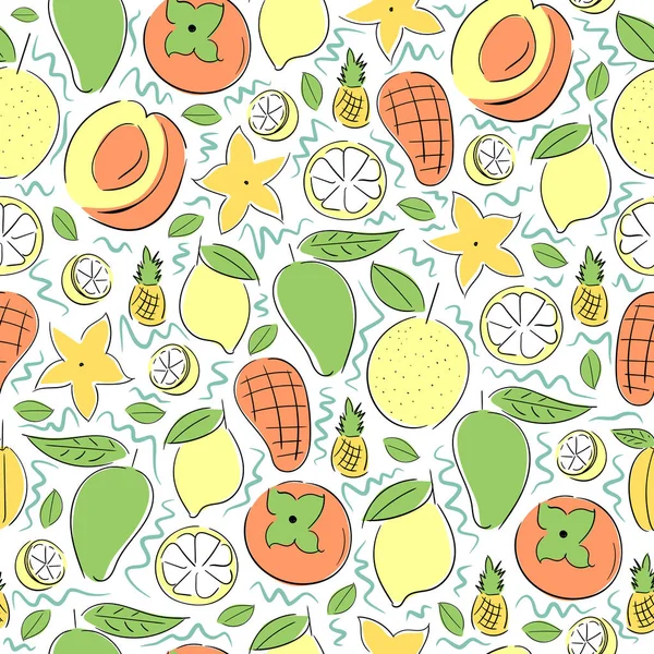 Orange Fruit Citrus Lemon Apricot Persimmon Nectar Mango Peach Pineapple — Stock Vector