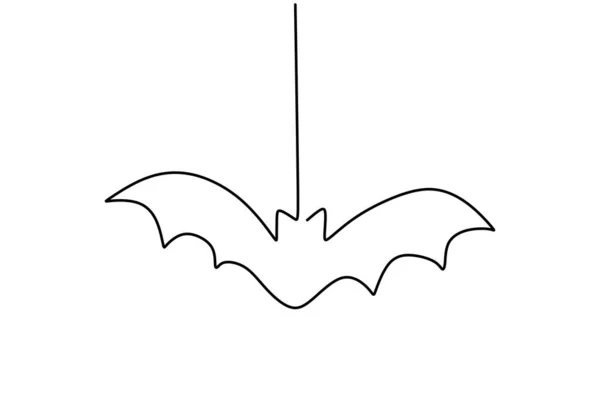 Kontinuerlig Enkelt Linje Hånd Trukket Hængende Bat Til International Bat – Stock-vektor