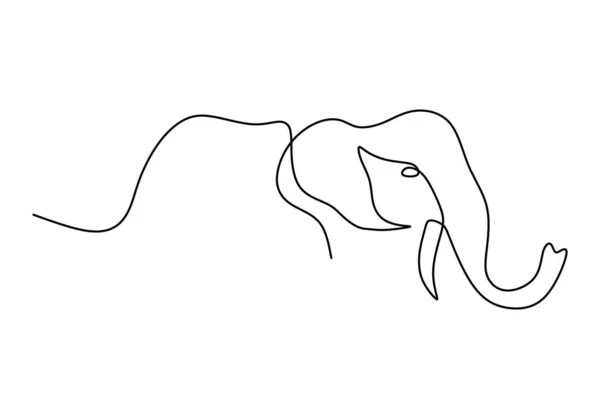 Одна Безперервна Лінія Голови Слона Дня Слона Ізольована Білому Тлі — стоковий вектор