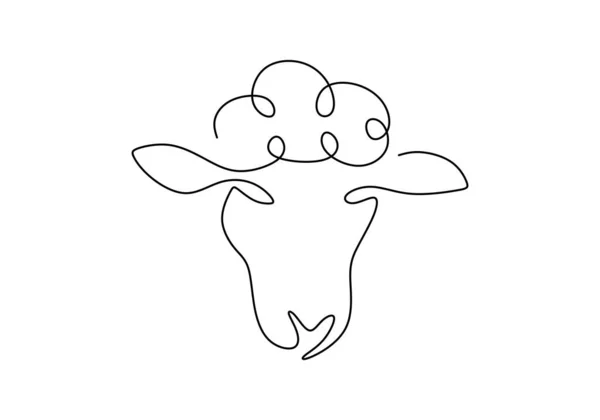 One Continuous Single Line Hand Drawn Goat Sheep Head Isolated — Stock Vector