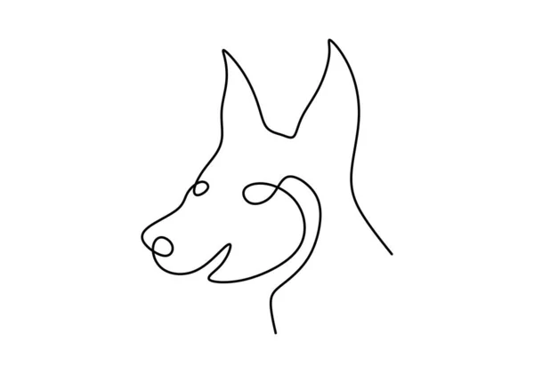 Одна Сплошная Линия Головы Собаки Международный День Собаки Белом Фоне — стоковый вектор