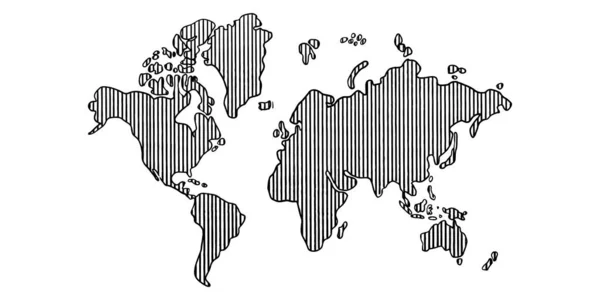 Dibujo Manual Mapa Tierra Aislado Sobre Fondo Blanco — Vector de stock