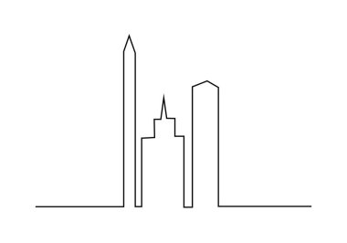 Beyaz arkaplanda izole edilmiş dış kuleler oluşturmanın sürekli tek bir çizgisi.